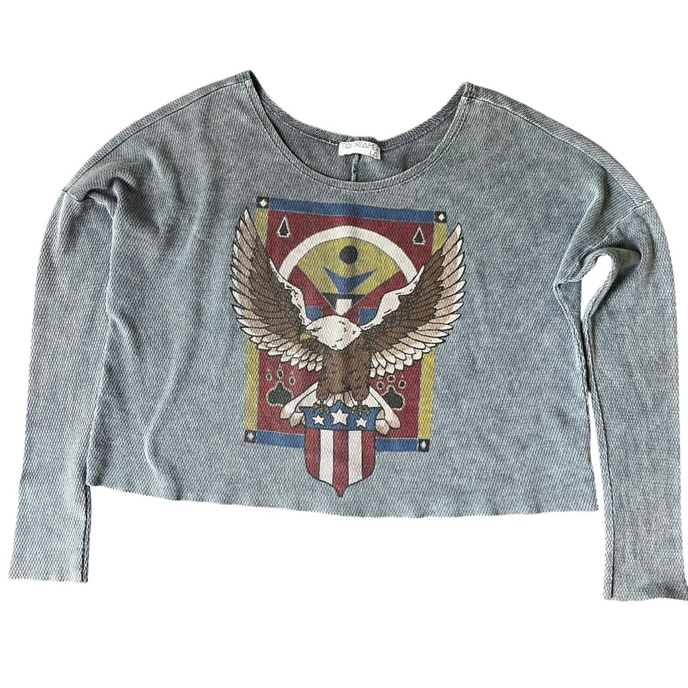 Daydreamer USA Eagle Graphic Waffle Knit Long Sleeve Thermal Top Sz M/L